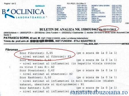 Analiza efectuata in data de 03.11.2015