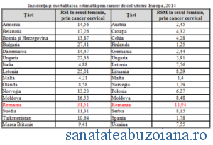 Incidenta si mortalitate in Europa 2014